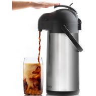 Coffee Carafe with Pump - 102oz / 3L Airpot 12 Hours Large Carafe Hot Cocoa Dispenser for Parties-Hot Water Dispenser, Tea Flask-Insulated Stainless Steel Hot Beverage Dispenser-Thermal Carafe Air Pot