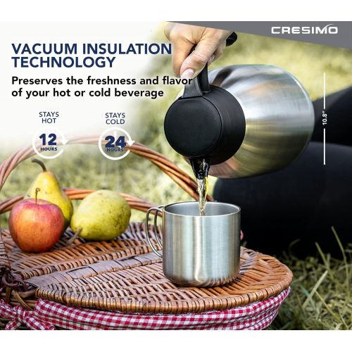  [아마존베스트]Cresimo 68 Oz Stainless Steel Thermal Coffee Carafe / Double Walled Vacuum Flask / 12 Hour Heat Retention / 2 Liter Tea, Water, and Coffee Dispenser