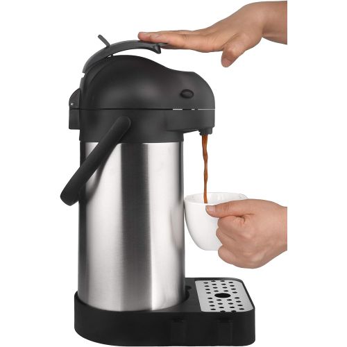  [아마존베스트]Cresimo 74 Ounce (2.2 Liter) Airpot Thermal Coffee Carafe/Lever Action/Stainless Steel Insulated Thermos / 12 Hour Heat Retention / 24 Hour Cold Retention (Airpot with Drip Tray)