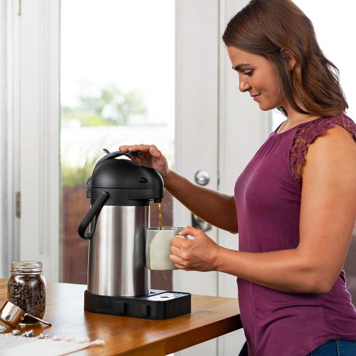  [아마존베스트]Cresimo 74 Ounce (2.2 Liter) Airpot Thermal Coffee Carafe/Lever Action/Stainless Steel Insulated Thermos / 12 Hour Heat Retention / 24 Hour Cold Retention (Airpot with Drip Tray)