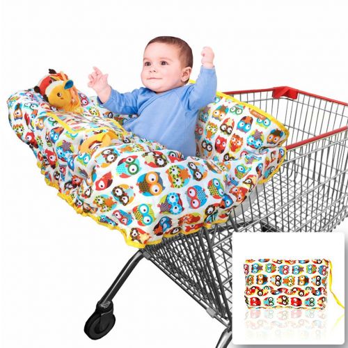  2-in-1 Croc n Frog Shopping Cart Covers for Baby Boy or Girl and High Chair Cover - with Sippy Cup Holder, Phone Storage, Teether for Babies - Perfect Shower Gifts Idea, Machine Wa