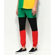 CROSS COLOURS Cross Colours Green, Black & Red Colorblocked Jogger Pants