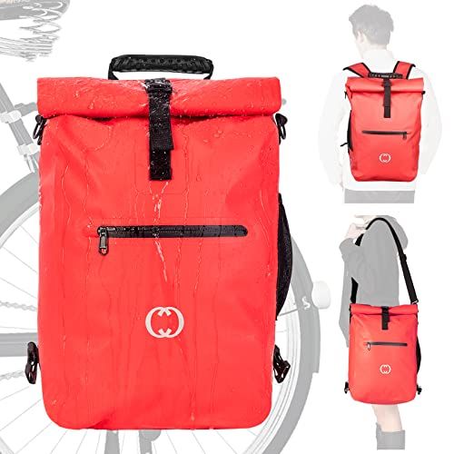  CROSSGEAR Bike Panniers with Shoulder Strap, Suitable for Backpack Pannier, Shoulder Bag and Pannier Bags for Bicycles Rear Rack, Waterproof and Reflective, 25L