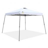 CROWN SHADES Patented 11ft. x 11ft. Slant Leg One Push Up Clia Instant Folding Canopy with Wheeled Bag, White