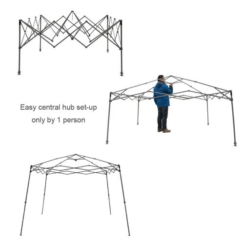  CROWN SHADES Patented 11ft. x 11ft. Slant Leg One Push Up Clia Instant Folding Canopy with Wheeled Bag, Blue