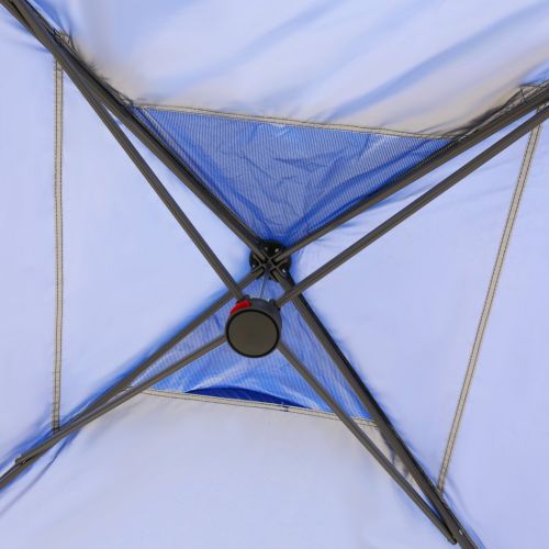  CROWN SHADES Patented 11ft. x 11ft. Slant Leg One Push Up Clia Instant Folding Canopy with Wheeled Bag, Blue