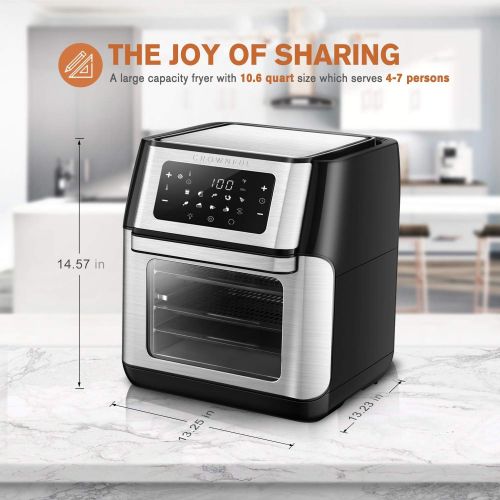  [아마존베스트]CROWNFUL 9-in-1 Air Fryer Toaster Oven, Convection Roaster with Rotisserie & Dehydrator, 10.6 Quart, Digital LCD Touch Screen, Accessories and Recipe Included