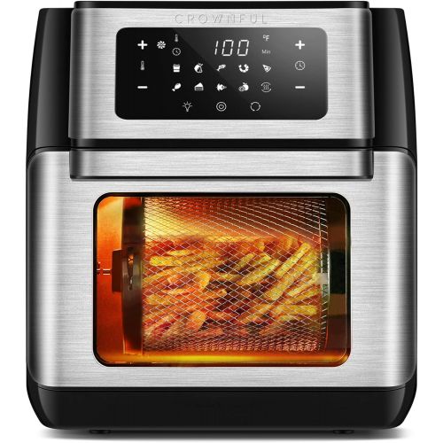  [아마존베스트]CROWNFUL 9-in-1 Air Fryer Toaster Oven, Convection Roaster with Rotisserie & Dehydrator, 10.6 Quart, Digital LCD Touch Screen, Accessories and Recipe Included