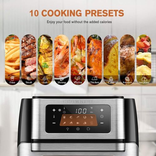  [아마존베스트]CROWNFUL 9-in-1 Air Fryer Toaster Oven, Convection Roaster with Rotisserie & Dehydrator, 10.6 Quart, Digital LCD Touch Screen, Accessories and Recipe Included