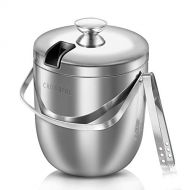 [아마존베스트]Crownful 3 Quarts 304 Stainless Steel Ice Bucket, Double Wall with Lid and Ice Tongs, Durable Ice Bucket, Great for Party and Picnic