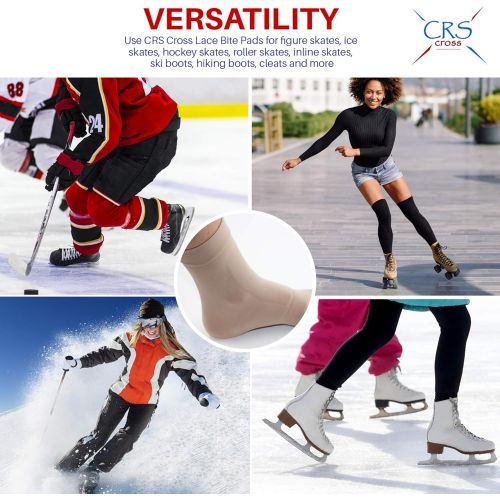  CRS Cross Lace Bite Pads - Premium Padded Skate Socks Protection of Front of Foot & Shin. Elastic Gel Pad Sleeve for Skate Bite Skating, Ice Hockey, Roller, Ski, Boots