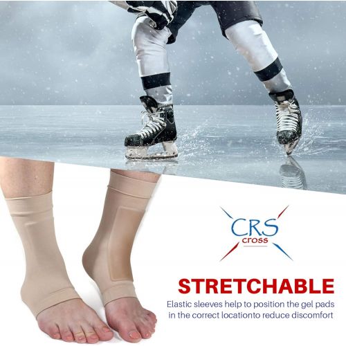  CRS Cross Lace Bite Pads - Premium Padded Skate Socks Protection of Front of Foot & Shin. Elastic Gel Pad Sleeve for Skate Bite Skating, Ice Hockey, Roller, Ski, Boots