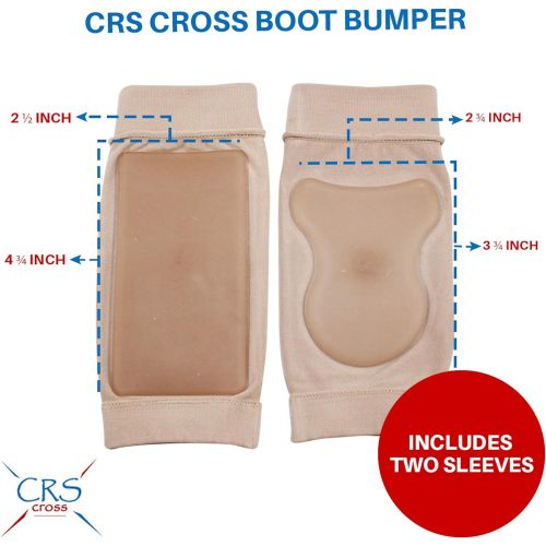  CRS Cross Boot Bumper Gel Pad Sleeve - Padded Skate Sock for Foot Protection of Achilles Tendon & Lace Bite Area Skating, Hockey, Roller, Ski, Hiking, Riding Boots (2 Sleeves & Bag