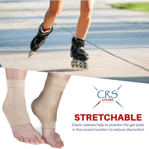  CRS Cross Boot Bumper Gel Pad Sleeve - Padded Skate Sock for Foot Protection of Achilles Tendon & Lace Bite Area Skating, Hockey, Roller, Ski, Hiking, Riding Boots (2 Sleeves & Bag