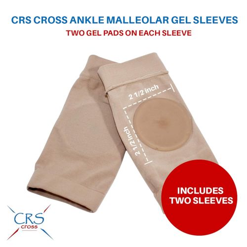  CRS Cross Ankle Malleolar Gel Sleeves - Premium Padded Skate Sock with Ankle Bone Pads for Figure Skating, Hockey, Inline, Roller, Ski, Hiking Boots. Ankle Protector & Cushion