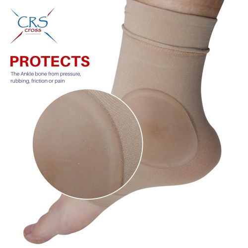  CRS Cross Ankle Malleolar Gel Sleeves - Premium Padded Skate Sock with Ankle Bone Pads for Figure Skating, Hockey, Inline, Roller, Ski, Hiking Boots. Ankle Protector & Cushion