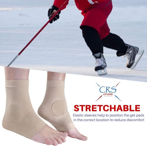  CRS Cross Ankle Malleolar Gel Sleeves - Premium Padded Skate Sock with Ankle Bone Pads for Figure Skating, Hockey, Inline, Roller, Ski, Hiking Boots. Ankle Protector & Cushion