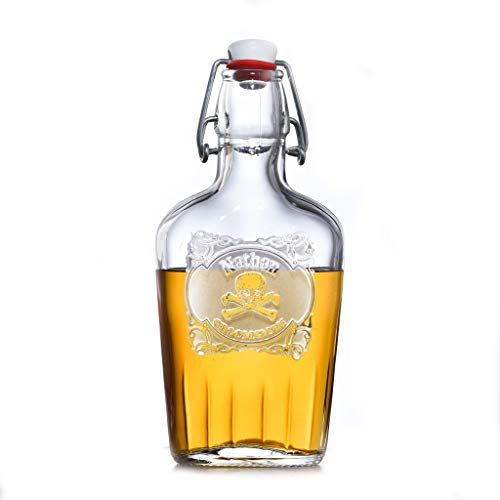  Crystal Imagery Engraved Glass Gifts Skull and Cross Bones Flask Groomsmen Gift (Set of 8)