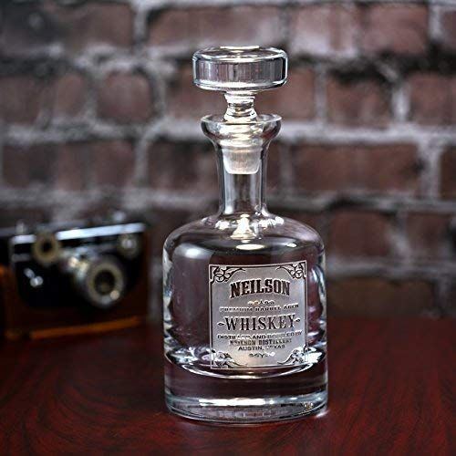  Crystal Imagery Engraved Glass Gifts Engraved Decanter for Whiskey with Whiskey Label