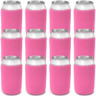 CSBD Beer Can Coolers Sleeves, Soft Insulated Reusable Drink Caddies for Water Bottles or Soda, Collapsible Blank DIY Customizable for Parties, Events or Weddings, Bulk (50, Pink)