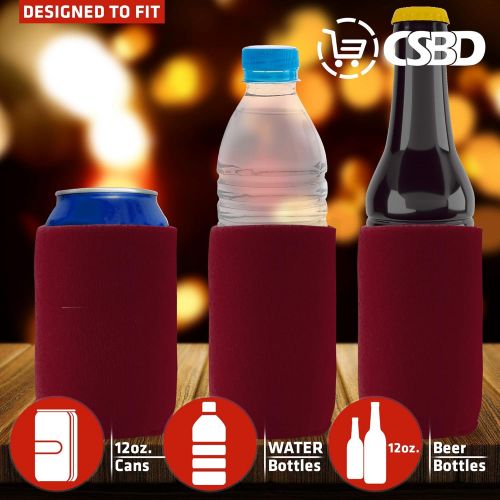  CSBD Beer Can Coolers Sleeves, Soft Insulated Reusable Drink Caddies for Water Bottles or Soda, Collapsible Blank DIY Customizable for Parties, Events or Weddings, Bulk (50, Camo)