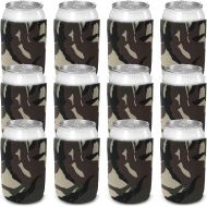 CSBD Beer Can Coolers Sleeves, Soft Insulated Reusable Drink Caddies for Water Bottles or Soda, Collapsible Blank DIY Customizable for Parties, Events or Weddings, Bulk (12, Camo)