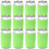 CSBD Beer Can Coolers Sleeves, Soft Insulated Reusable Drink Caddies for Water Bottles or Soda, Collapsible Blank DIY Customizable for Parties, Events or Weddings, Bulk (25, Lime G