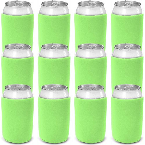  CSBD Beer Can Coolers Sleeves, Soft Insulated Reusable Drink Caddies for Water Bottles or Soda, Collapsible Blank DIY Customizable for Parties, Events or Weddings, Bulk (25, Lime G