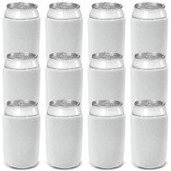 CSBD Beer Can Coolers Sleeves, Soft Insulated Reusable Drink Caddies for Water Bottles or Soda, Collapsible Blank DIY Customizable for Parties, Events or Weddings, Bulk (25, White)