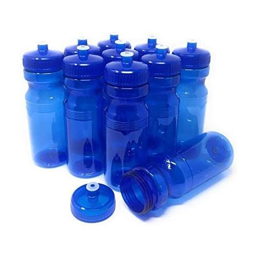  CSBD Clear 24 Oz Sports Water Bottles, 10 Pack, Blank for Customized Branding, No BPA Food Grade Plastic for Fitness, Hiking, Cycling, or Gym Workouts, Made in USA (Clear/Orange, 1