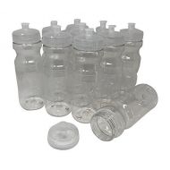 CSBD Clear 24 Oz Sports Water Bottles, 10 Pack, Blank for Customized Branding, No BPA Food Grade Plastic for Fitness, Hiking, Cycling, or Gym Workouts, Made in USA
