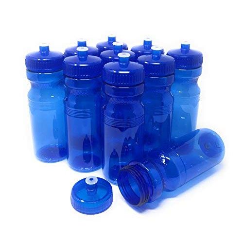  CSBD Clear 24 Oz Sports Water Bottles, 10 Pack, Blank for Customized Branding, No BPA Food Grade Plastic for Fitness, Hiking, Cycling, or Gym Workouts, Made in USA