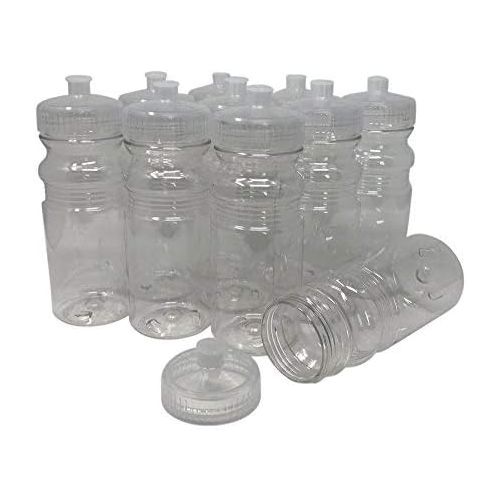  CSBD Blank 20 oz Sports and Fitness Water Bottles, BPA Free, PET Plastic, Made in USA, Bulk, 10 Pack