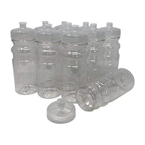  CSBD Blank 20 oz Sports and Fitness Water Bottles, BPA Free, PET Plastic, Made in USA, Bulk, 10 Pack