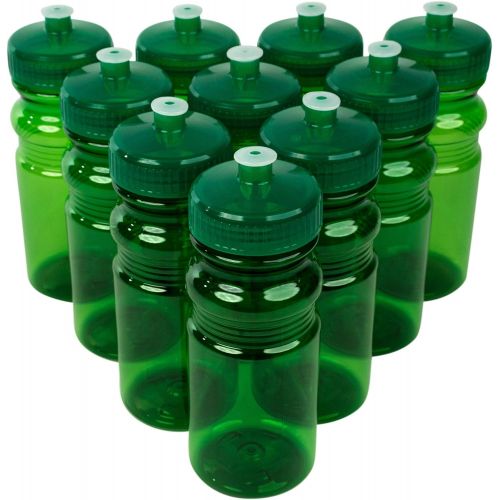  CSBD Blank 20 oz Sports and Fitness Water Bottles, BPA Free, PET Plastic, Made in USA, Bulk, 10 Pack