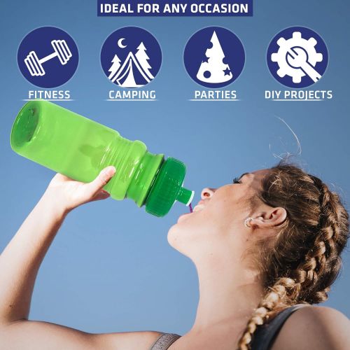  CSBD Blank 20 oz Sports and Fitness Water Bottles, BPA Free, PET Plastic, Made in USA, Bulk, 10 Pack