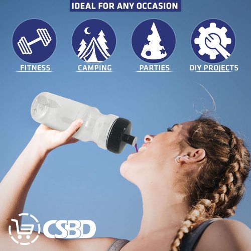  CSBD Clear 24 Oz Sports Water Bottles, 10 Pack, Blank for Customized Branding, No BPA Food Grade Plastic for Fitness, Hiking, Cycling, or Gym Workouts, Made in USA