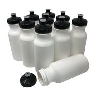 CSBD 20oz Sports Water Bottles, 10 Pack, Reusable No BPA Plastic, Pull Top Leakproof Drink Spout, Blank DIY Customization