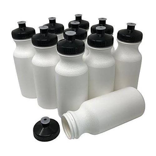  CSBD 20oz Sports Water Bottles, 10 Pack, Reusable No BPA Plastic, Pull Top Leakproof Drink Spout, Blank DIY Customization