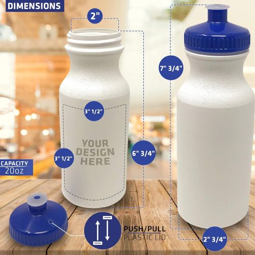  CSBD Sport Water Bottle 4 Pack, BPA Free, PET and HDPE Plastic, Made in USA, Bulk, Multiple Colors & Sizes Available