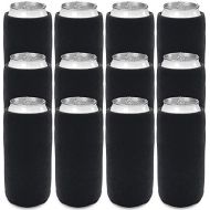 [아마존베스트]CSBD Blank 16oz Energy Drink Can Coolers Premium Quality Beer Coolies Collapsible Insulators Bulk, 12 Packs, Great For Monograms, DIY Projects, Weddings, Parties, Events (12, Black