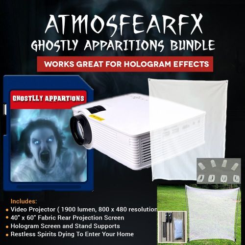  CSL Atmosfearfx Ghostly Apparitions Video Projector Kit With Rear Projection Screen and Hologram Screen And Stand Kit
