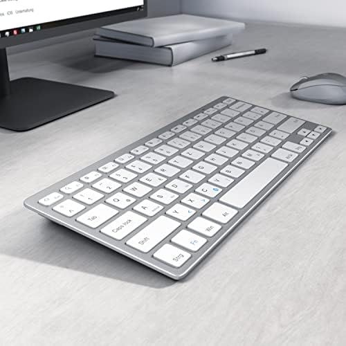  [아마존베스트]CSL-Computer CSL - Bluetooth Slim Keyboard - Wireless Keyboard in Slim Design - QWERTZ Layout German - Multimedia Keys - Compatible with Microsoft Windows Google Android Apple iOS Mac OS X - Si