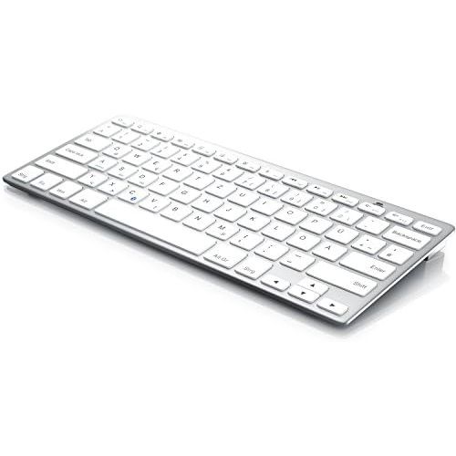  [아마존베스트]CSL-Computer CSL - Bluetooth Slim Keyboard - Wireless Keyboard in Slim Design - QWERTZ Layout German - Multimedia Keys - Compatible with Microsoft Windows Google Android Apple iOS Mac OS X - Si