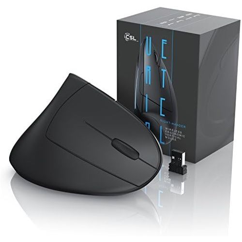  [아마존베스트]CSL-Computer CSL - Optical Wireless Mouse, Vertical Version, Ergonomic Design - Prevention Against Tennis Elbow (RSI Syndrome) - Particularly Gentle on Arms, 5 Buttons.