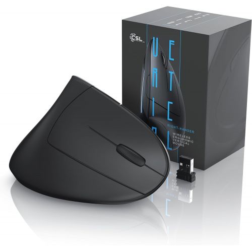  [아마존베스트]CSL-Computer CSL - Optical Wireless Mouse, Vertical Version, Ergonomic Design - Prevention Against Tennis Elbow (RSI Syndrome) - Particularly Gentle on Arms, 5 Buttons.