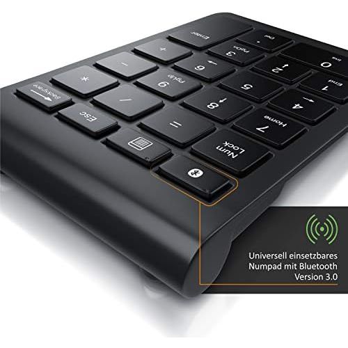  [아마존베스트]CSL-Computer CSL Numpad Bluetooth Wireless Numeric Keypad with 22 Keys 10 Multifunction Keys Multimedia Keys with Energy Saving Mode Ergonomic for Laptop Desktop PC and Notebook