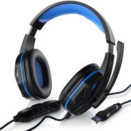 [아마존베스트]CSL-Computer CSL PC Headset with Microphone - Gaming Headphones with Cable Remote Control - Wired Remote Control Media Control Microphone - for Gaming, Music, Chat, Internet Telephone