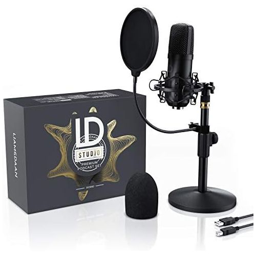  [아마존베스트]CSL-Computer CSL - USB Condenser Microphone with Table Tripod and Pop Protection - Studio Microphone - Microphone Podcast Set - Cardioid Pattern - Microphone for Gaming Livestream Youtube Video