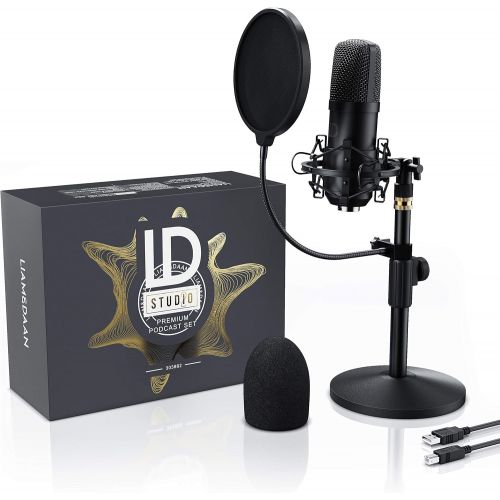  [아마존베스트]CSL-Computer CSL - USB Condenser Microphone with Table Tripod and Pop Protection - Studio Microphone - Microphone Podcast Set - Cardioid Pattern - Microphone for Gaming Livestream Youtube Video